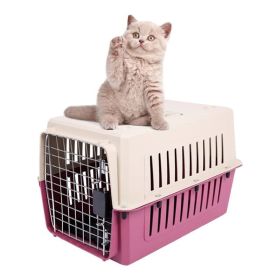 Portable Pet Box Cat & Dog Carrier Cage with Chrome Door (Color: Red)